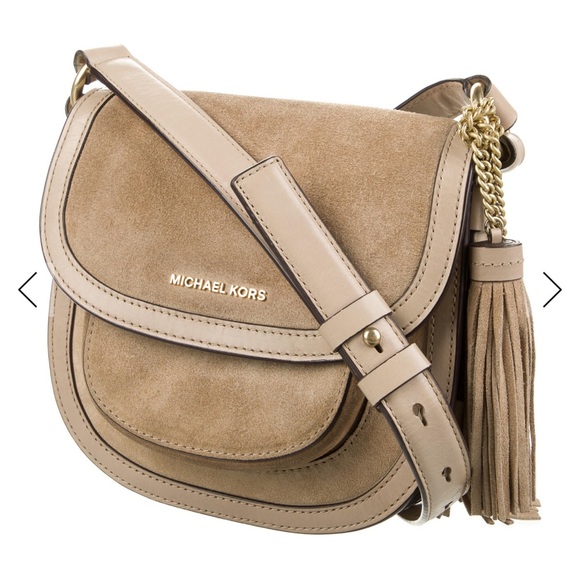 Michael Kors Suede Tassel Crossbody Bag Tan Rare find - Picture 3 of 4